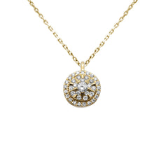 .18ct G SI 14K Yellow Gold Diamond Halo Pendant Necklace 18" Chain