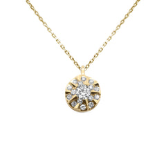 .18ct G SI 14K Yellow Gold Round Diamond Pendant Necklace 18" Chain