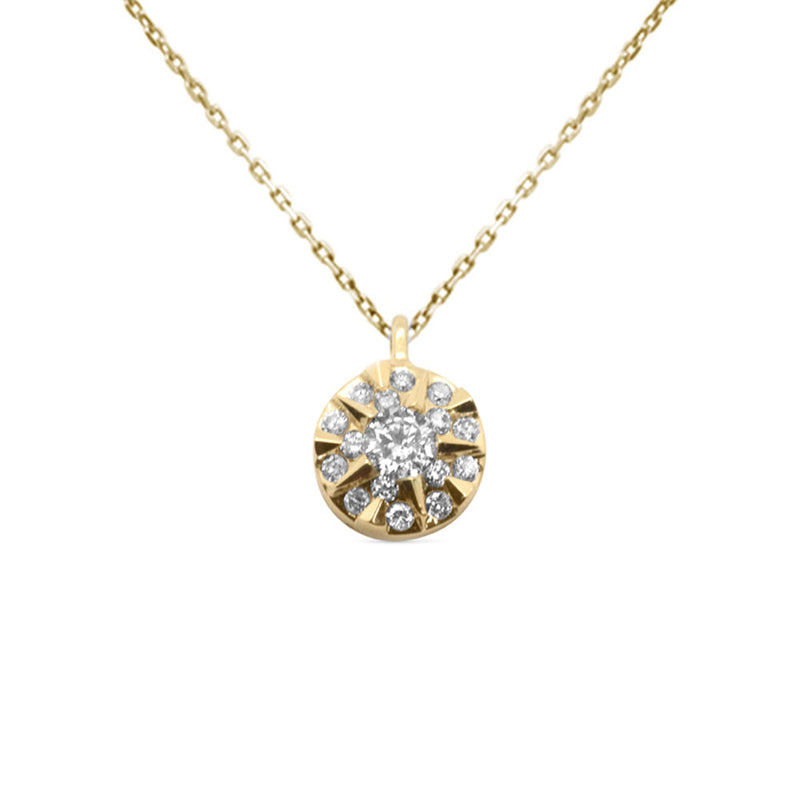 .18ct G SI 14K Yellow Gold Round Diamond Pendant Necklace 18" Chain