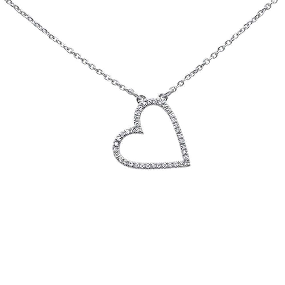 SPECIAL!.33ct 14kt White Gold Trendy Sideways Heart Diamond Pendant Necklace 16"+2"