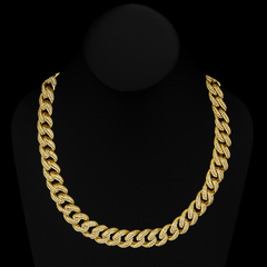 SPECIAL! 11mm 13.25ct G SI 14K Yellow Gold Baguette & Round Diamond Cuban Necklace 22"
