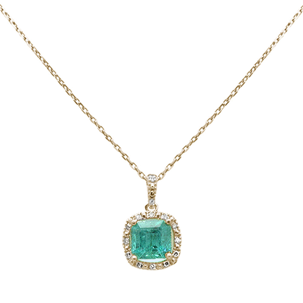SPECIAL!1.52ct G SI 14K Yellow Gold Diamond & Emerald Gemstones Pendant Necklace 18" Long