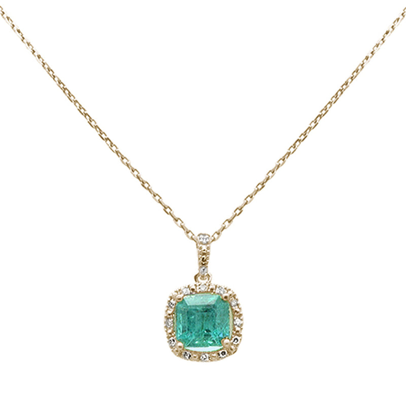 SPECIAL!1.52ct G SI 14K Yellow Gold Diamond & Emerald Gemstones Pendant Necklace 18" Long