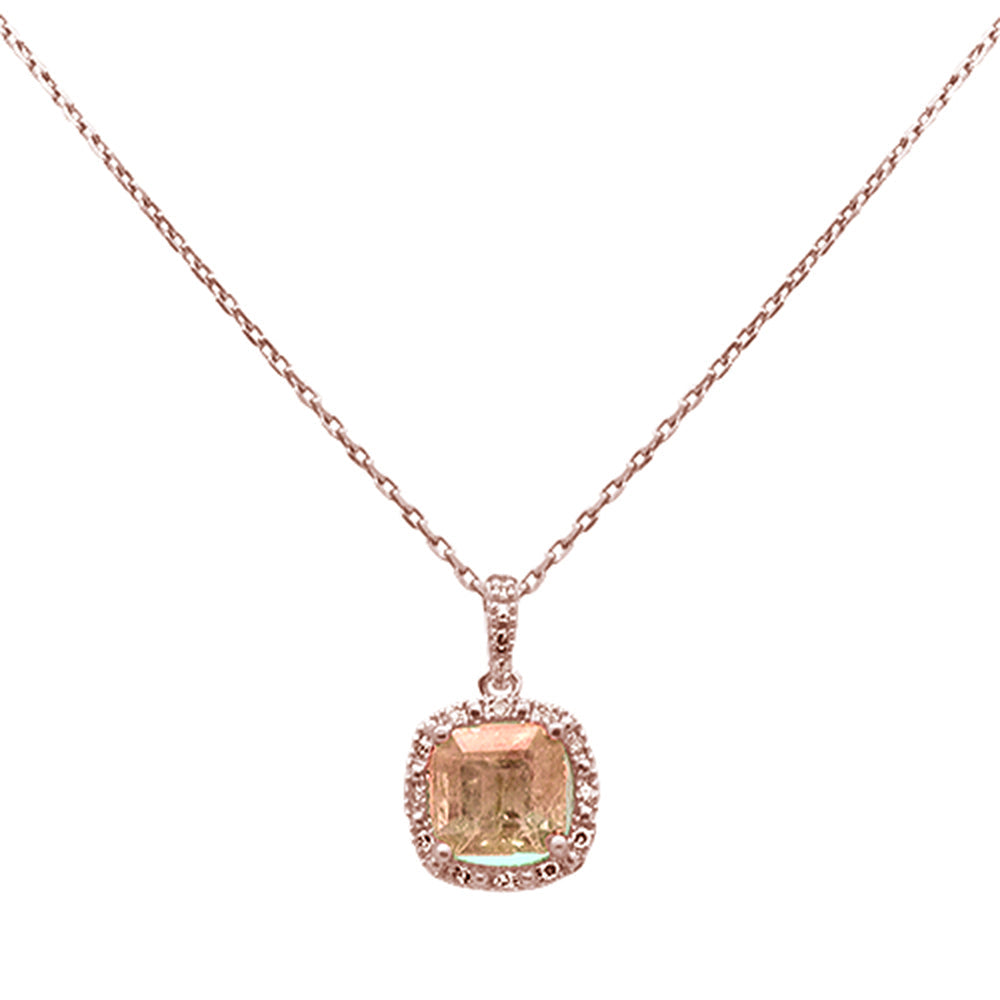 SPECIAL! 1.38ct G SI 14K Rose Gold Diamond & Morganite Gemstones Pendant Necklace 18" Long