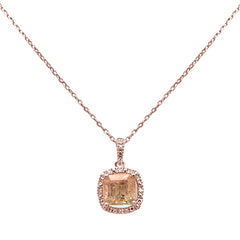 SPECIAL! 1.38ct G SI 14K Rose Gold Diamond & Morganite Gemstones Pendant Necklace 18" Long
