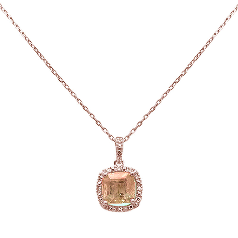 SPECIAL! 1.38ct G SI 14K Rose Gold Diamond & Morganite Gemstones Pendant Necklace 18" Long