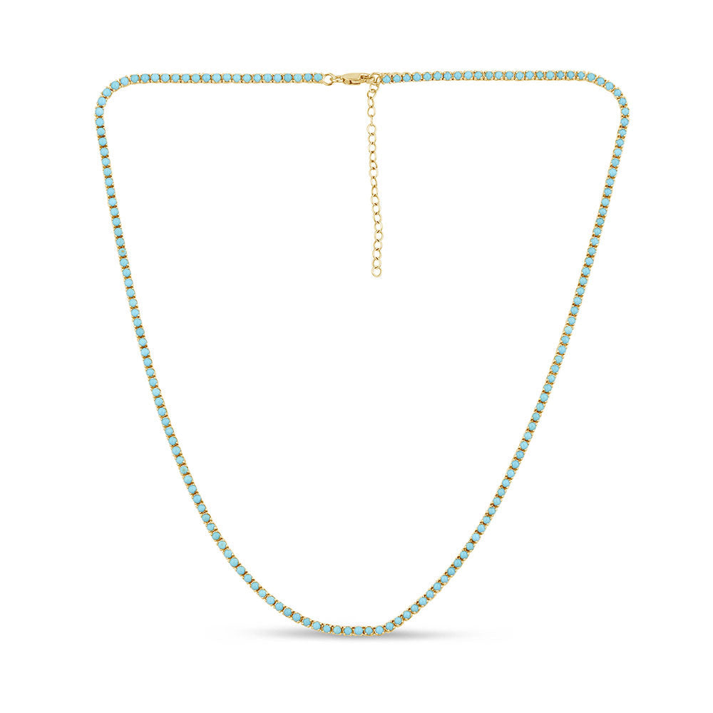 SPECIAL!6.49ct G SI 14K Yellow Gold Turquoise Gemstones Pendant Necklace 16+2" Ext Long Chain