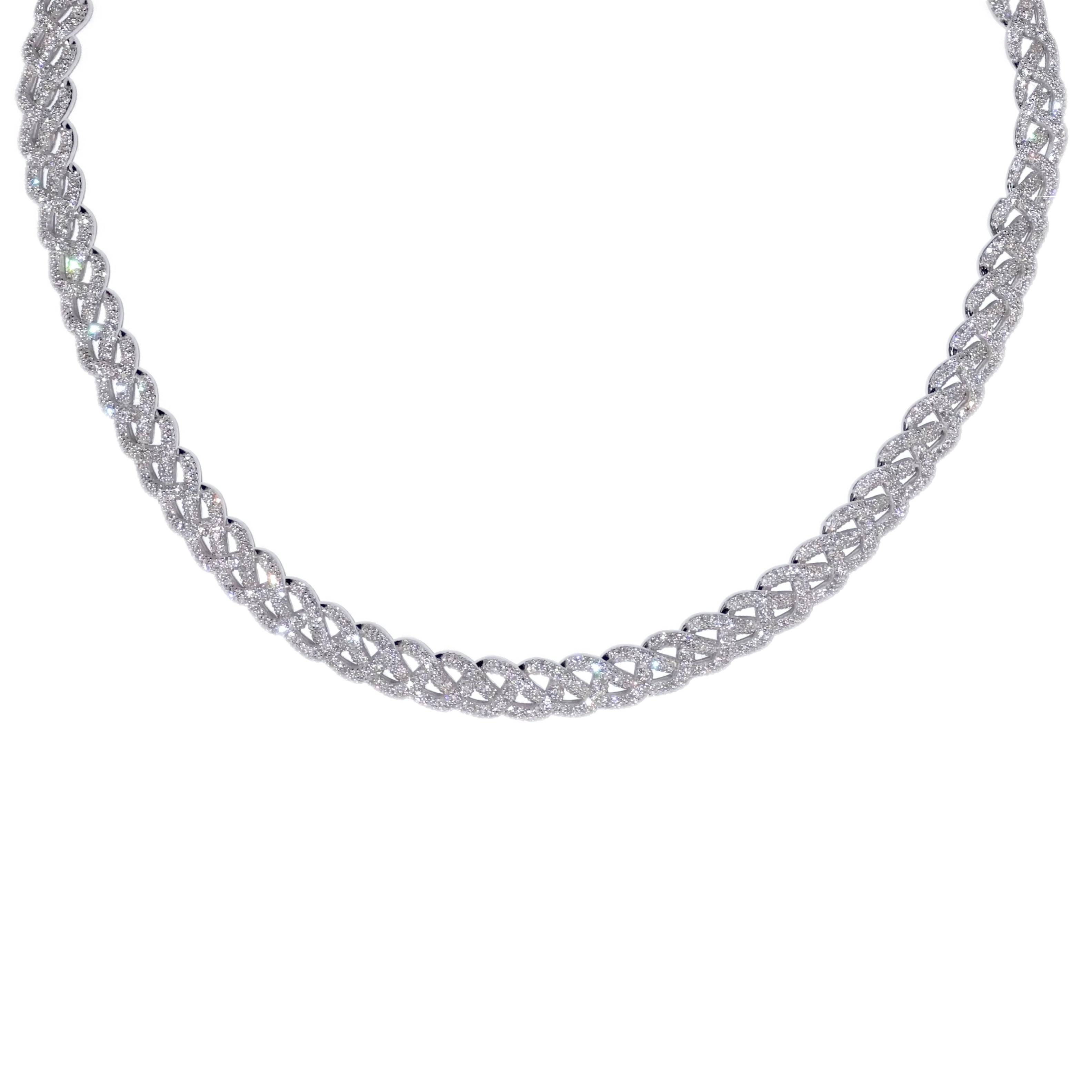 SPECIAL!7mm 8.36ct G SI 14K White Gold Diamond Round Cuban Style Choker Necklace 16" Long