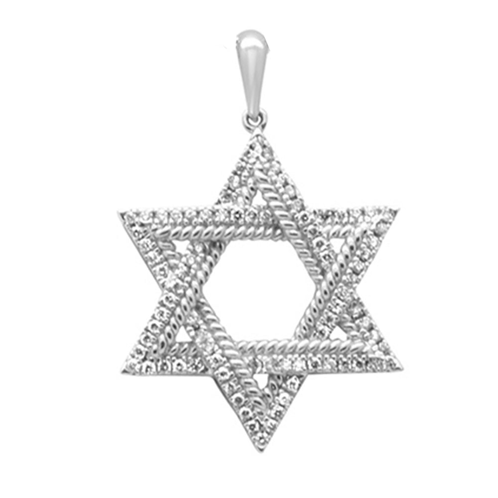 SPECIAL! .33ct G SI 14K White Gold Diamond Star of David Pendant No Chain