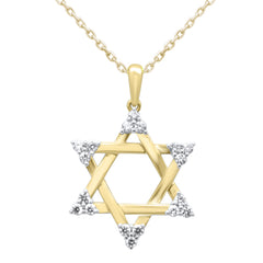SPECIAL! .25ct G SI 14K Yellow Gold Diamond Star of David Pendant Necklace 18" Long Chain