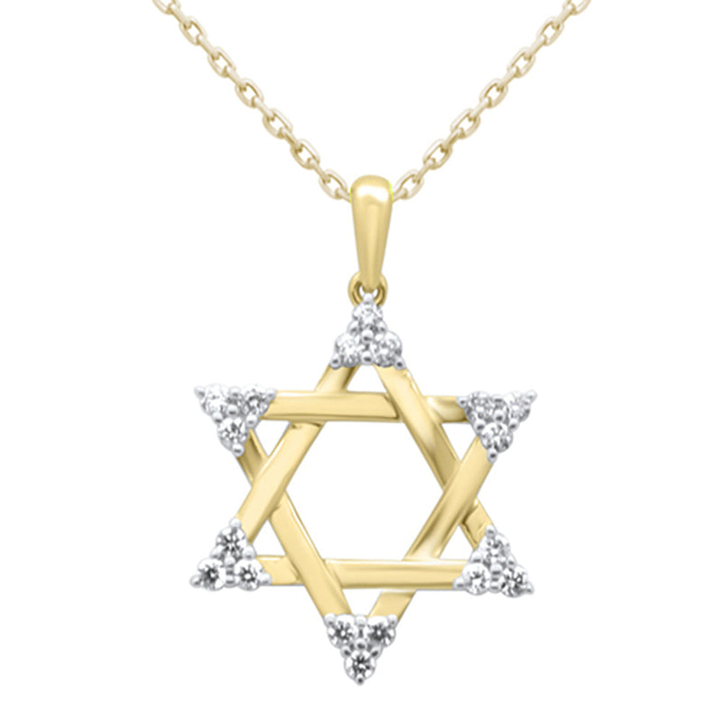 SPECIAL! .25ct G SI 14K Yellow Gold Diamond Star of David Pendant Necklace 18" Long Chain