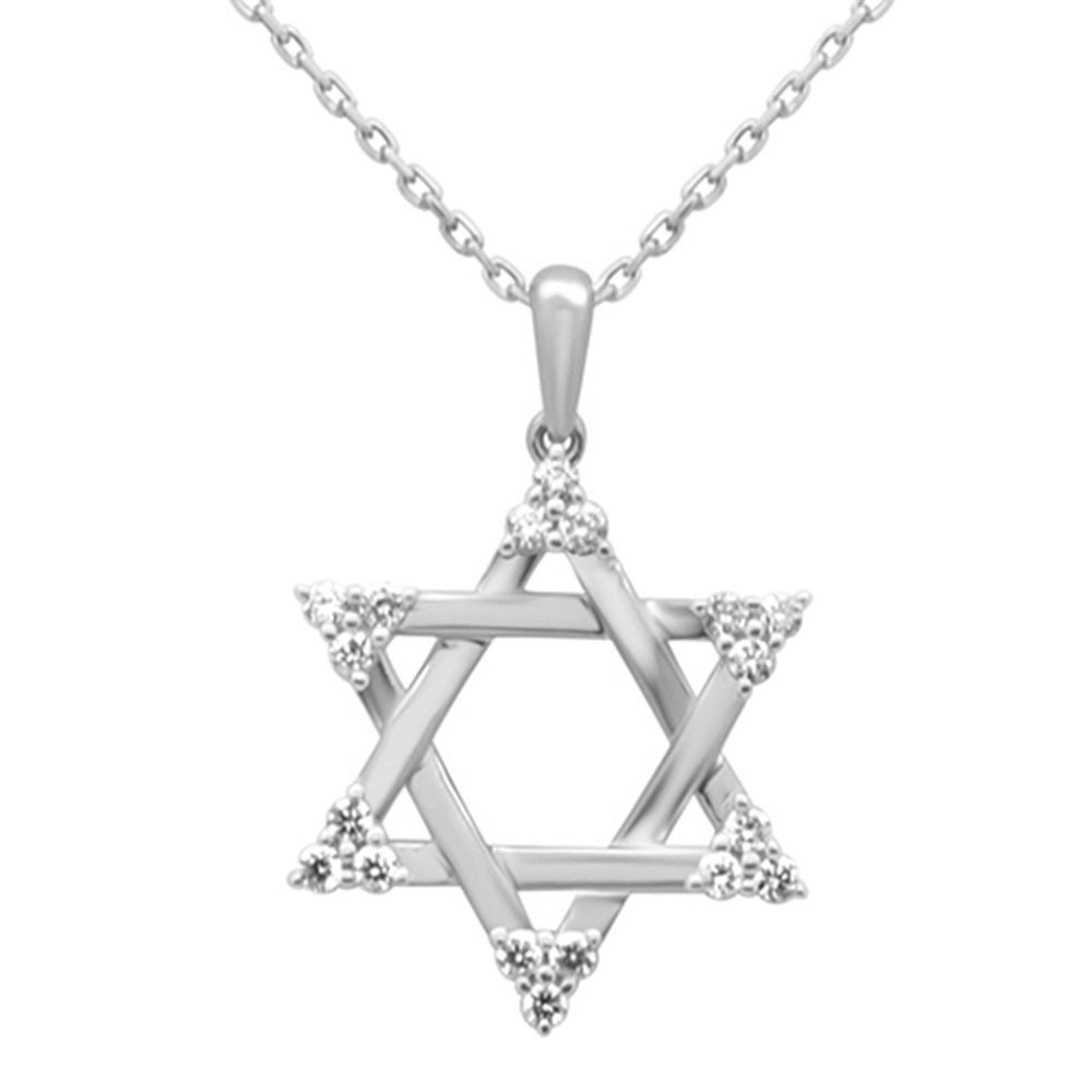 SPECIAL! .25ct G SI 14K White Gold Diamond Star of David Pendant Necklace 18" Long Chain