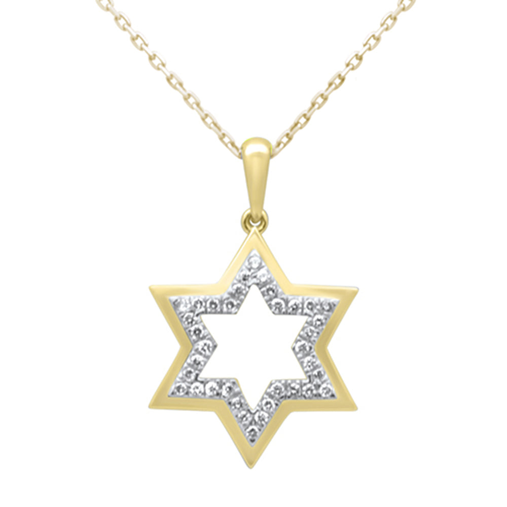 SPECIAL!  .20ct G SI 14K Yellow Gold Diamond Star of David Pendant Necklace 18" Long Chain