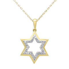 SPECIAL!  .20ct G SI 14K Yellow Gold Diamond Star of David Pendant Necklace 18" Long Chain