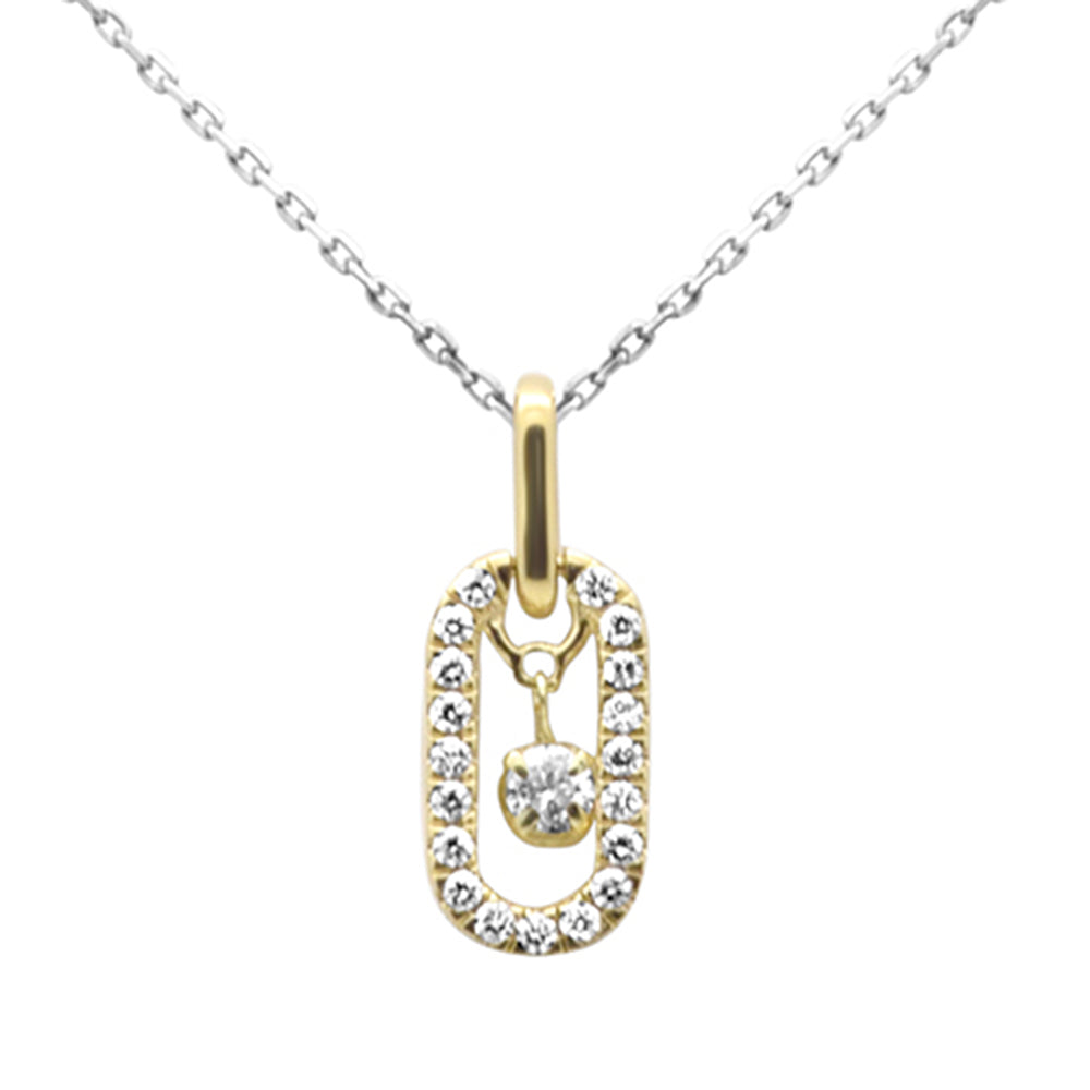 SPECIAL!  .26ct G SI 14K Yellow Gold Diamond Paperclip Drop Pendant Necklace 18" Long Chain
