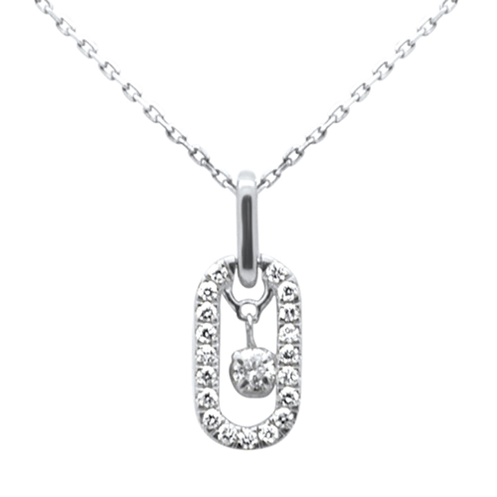 SPECIAL!  .26ct G SI 14K White Gold Diamond Paperclip Drop Pendant Necklace 18" Long Chain