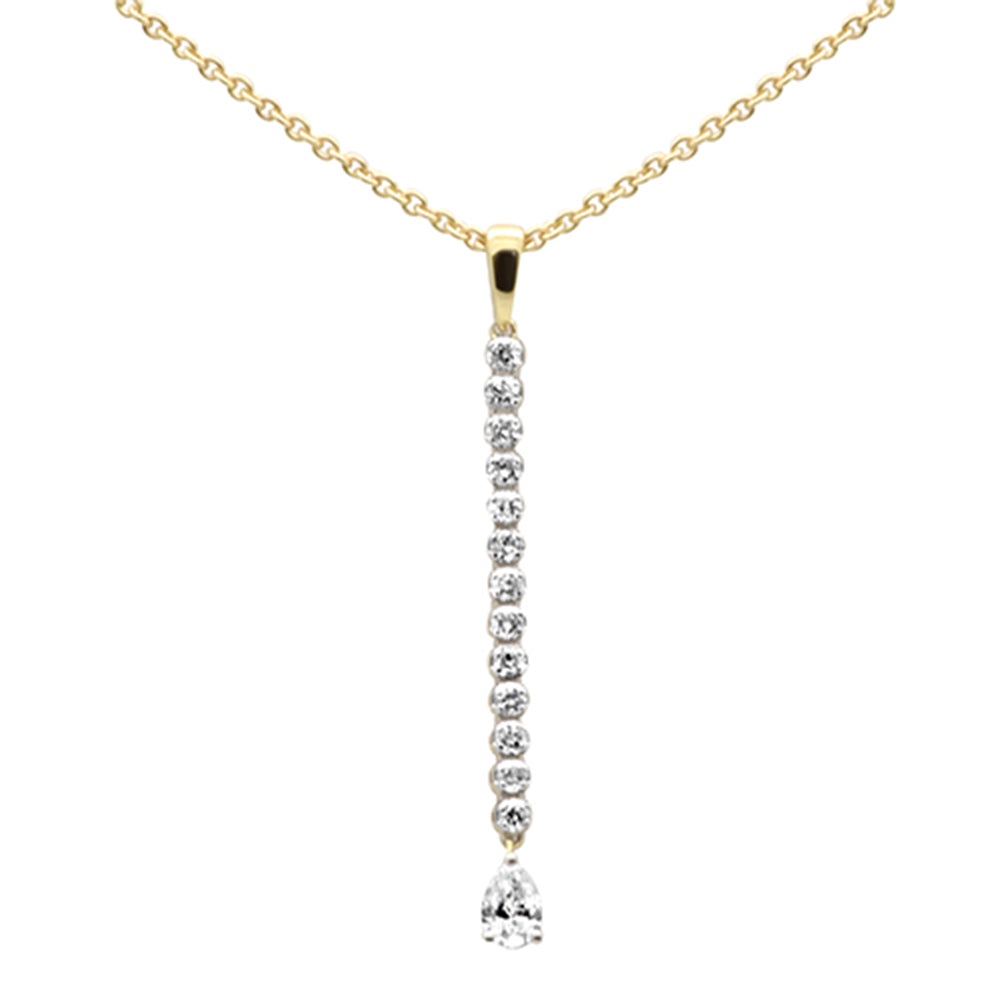 SPECIAL! .51ct G SI 14K Yellow Gold Diamond Pear Shape Drop Pendant Necklace 14+2" Ext Long Chain