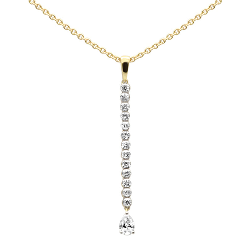 SPECIAL! .51ct G SI 14K Yellow Gold Diamond Pear Shape Drop Pendant Necklace 14+2" Ext Long Chain