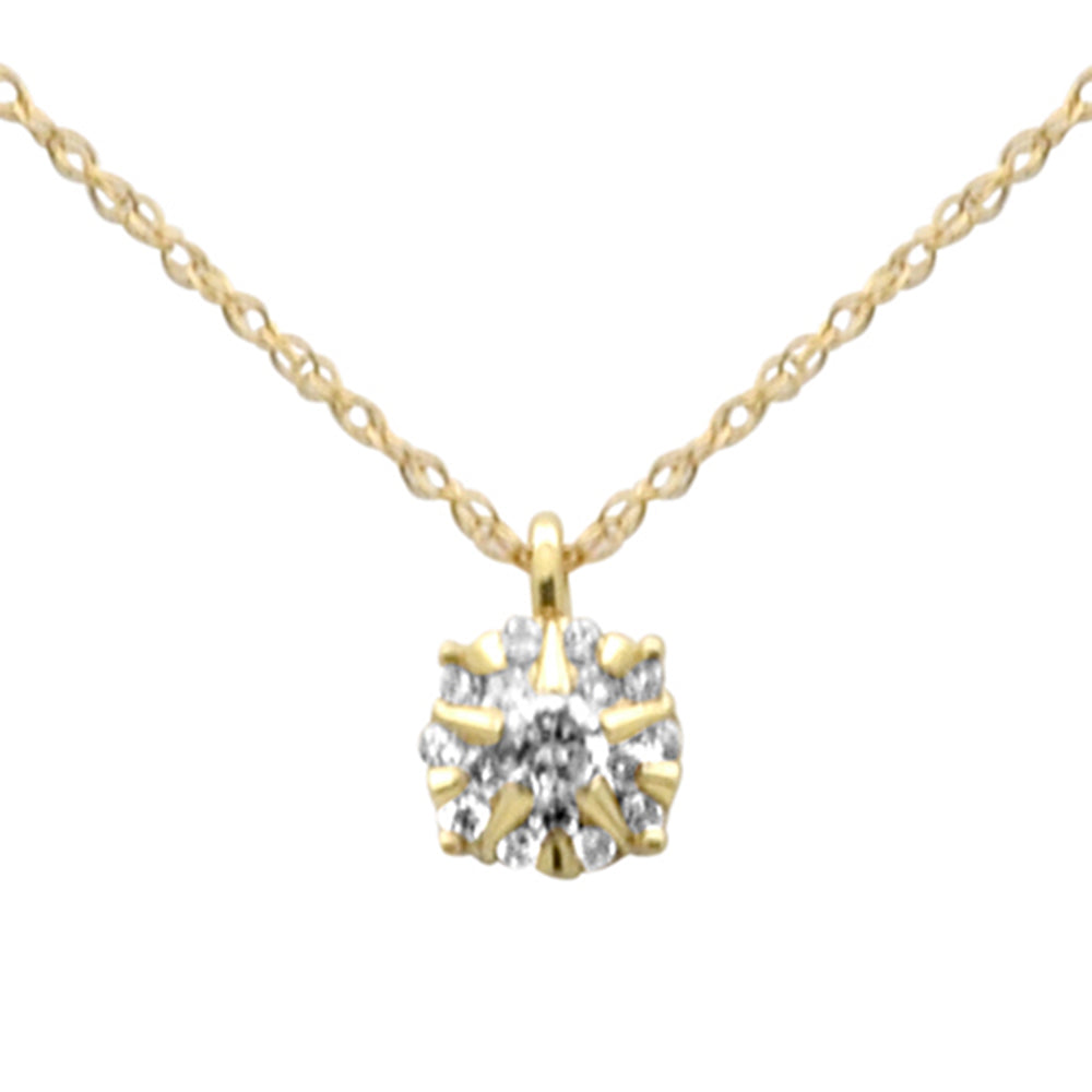 .10ct G SI 14K Yellow Gold Diamond Round Shape Pendant Necklace 18" Long Chain