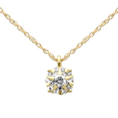 .10ct G SI 14K Yellow Gold Diamond Round Shape Pendant Necklace 18" Long Chain