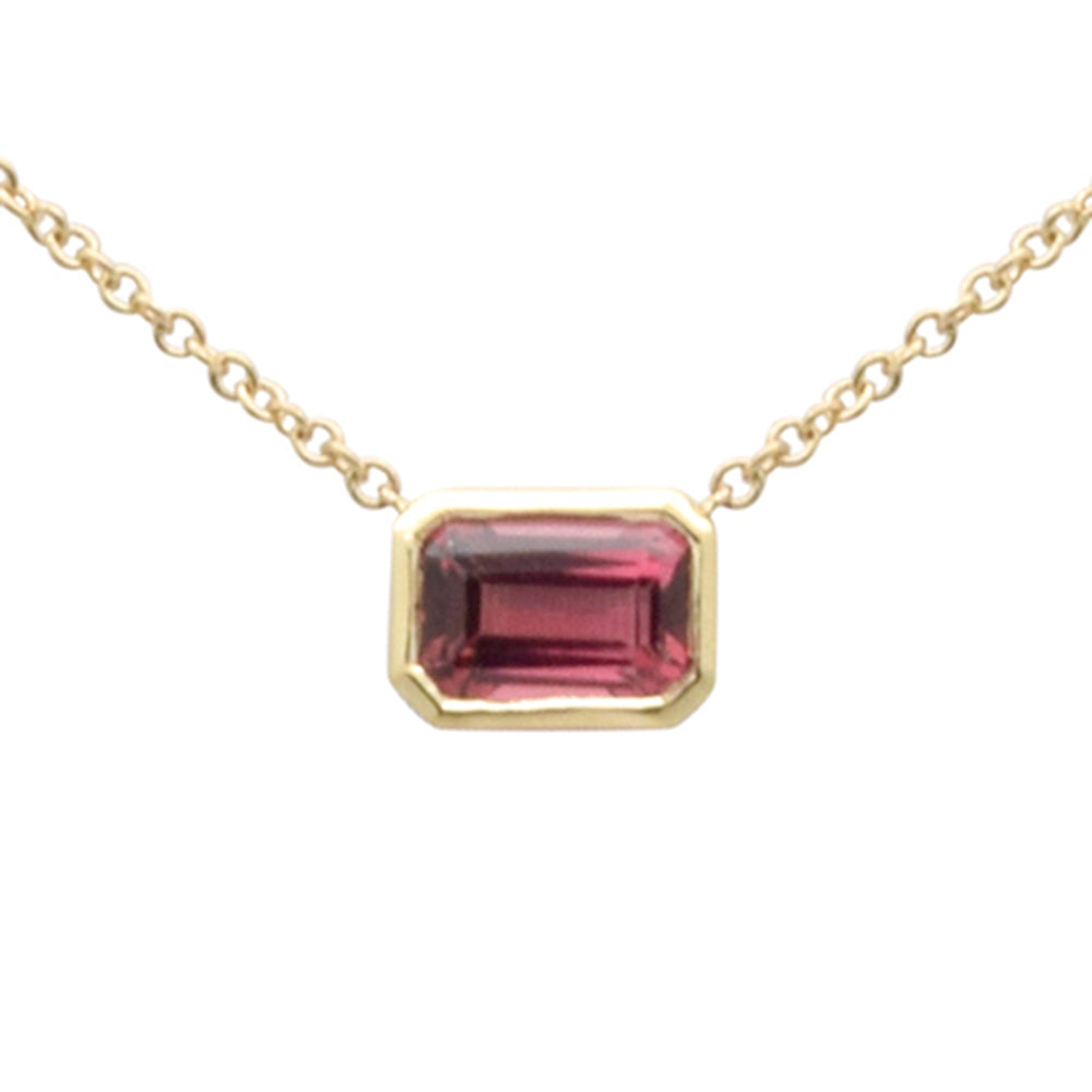 SPECIAL! .62ct G SI 14K Yellow Gold Pink Tourmaline Gemstone Pendant Necklace 16+2" Ext Long Chain