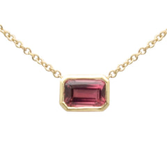 SPECIAL! .62ct G SI 14K Yellow Gold Pink Tourmaline Gemstone Pendant Necklace 16+2" Ext Long Chain