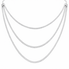 SPECIAL! 20.37ct G SI 14K White Gold Diamond 3 Layers Tennis Necklace 26" Long