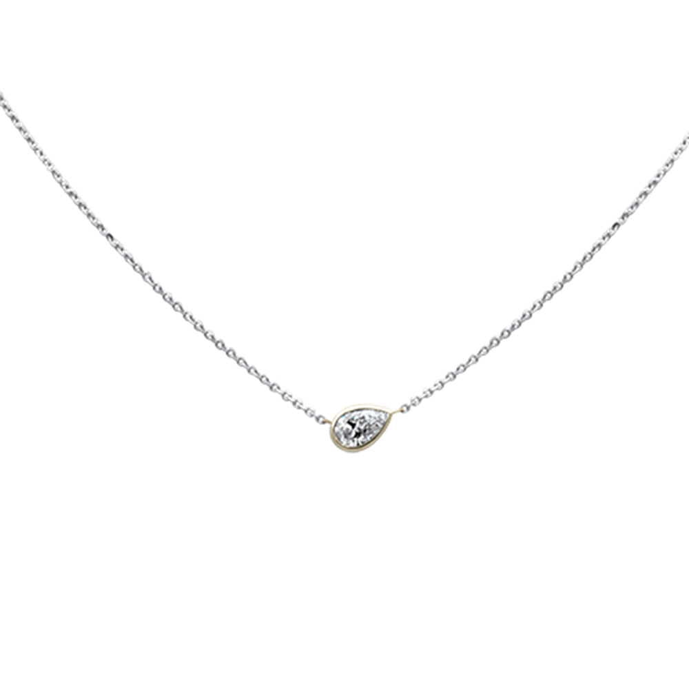 SPECIAL! .35ct G SI 14K White Gold Pear Shape Diamond Sideways Pendant Necklace 16+2" Ext