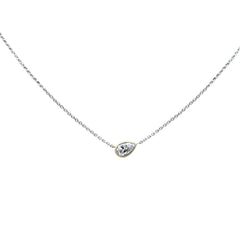 SPECIAL! .35ct G SI 14K White Gold Pear Shape Diamond Sideways Pendant Necklace 16+2" Ext