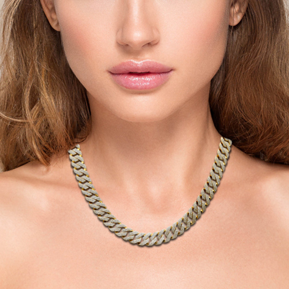SPECIAL! 11mm 10.36ct G SI 14K Yellow Gold Round Diamond Square Cuban Necklace 22" Long
