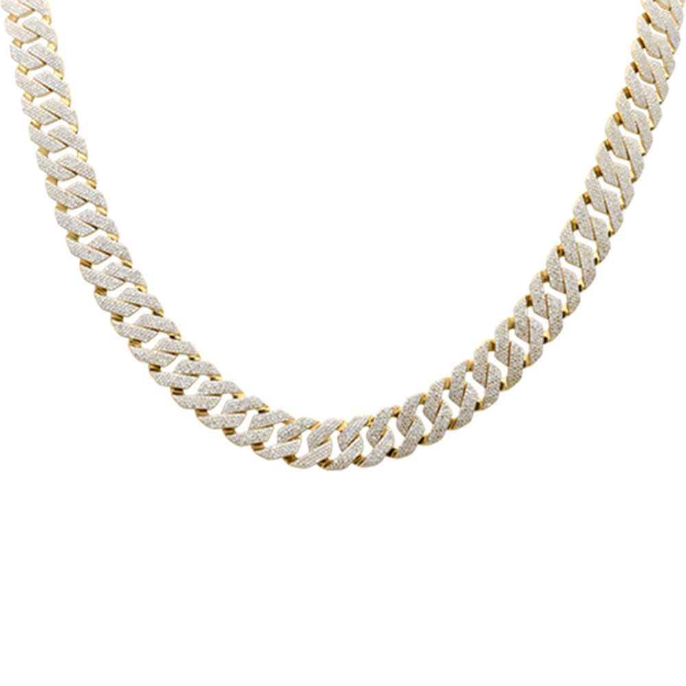 SPECIAL! 11mm 10.36ct G SI 14K Yellow Gold Round Diamond Square Cuban Necklace 22" Long