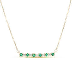 SPECIAL! .26ct G SI 14K Yellow Gold Diamond & Emerald Gemstones Pendant Necklace 18" Long Chain