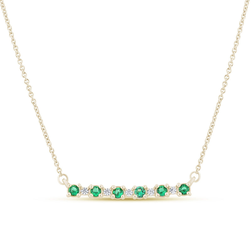 SPECIAL! .26ct G SI 14K Yellow Gold Diamond & Emerald Gemstones Pendant Necklace 18" Long Chain