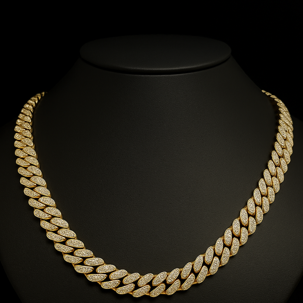 SPECIAL! 11MM 10.60ct 14KT Yellow Gold Diamond Round Cuban Necklace 24"