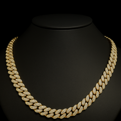 SPECIAL! 11MM 10.60ct 14KT Yellow Gold Diamond Round Cuban Necklace 24"