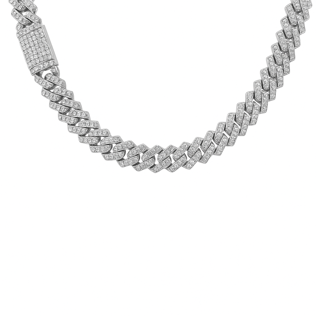SPECIAL! 5MM 4.28ct G SI 14KT White Gold Diamond Square Cuban Necklace 18"