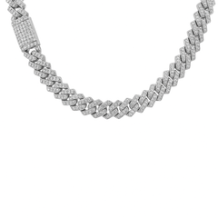 SPECIAL! 5MM 4.28ct G SI 14KT White Gold Diamond Square Cuban Necklace 18"
