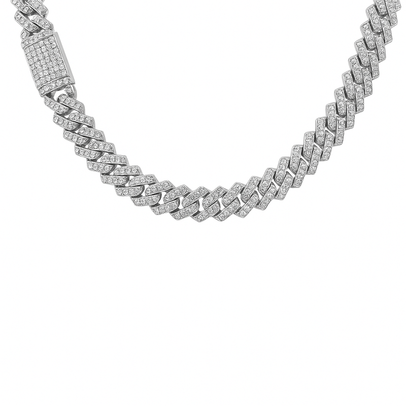 SPECIAL! 5MM 4.28ct G SI 14KT White Gold Diamond Square Cuban Necklace 18"