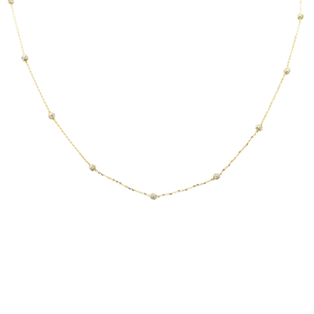 DIAMOND CLOSEOUT!  .57ct G SI 14K Yellow Gold Diamond Small Pave Ball Station Necklace 16+2" Ext