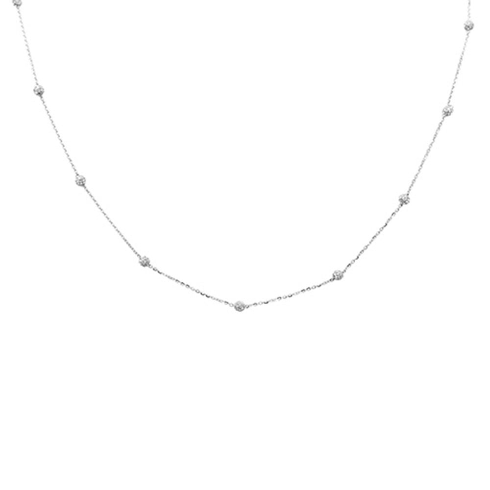 DIAMOND CLOSEOUT!  .59ct G SI 14K White Gold Diamond Small Pave Ball Station Necklace 16+2" Ext