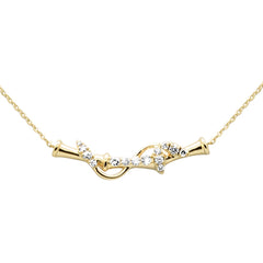 .13ct G SI 14K Yellow Gold Diamond Sideways Bamboo Pendant Necklace 16+2" Ext