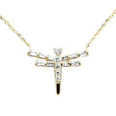 SPECIAL! .22ct G SI 14K Yellow Gold Diamond Dragonfly Pendant Necklace 16+2" Ext