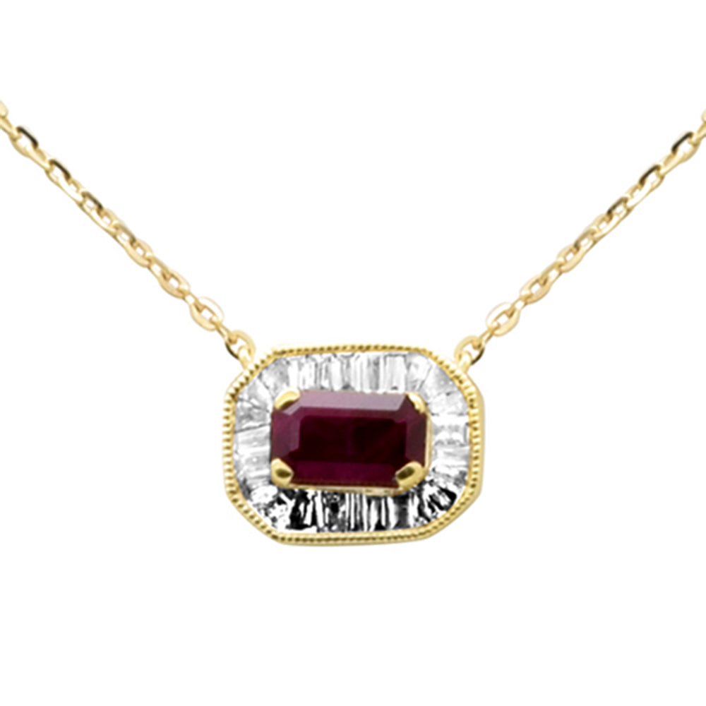 SPECIAL! .56ct G SI 14K Yellow Gold Diamond & Ruby Gemstone Pendant Necklace 16+2" Ext