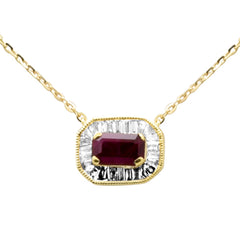 SPECIAL! .56ct G SI 14K Yellow Gold Diamond & Ruby Gemstone Pendant Necklace 16+2" Ext