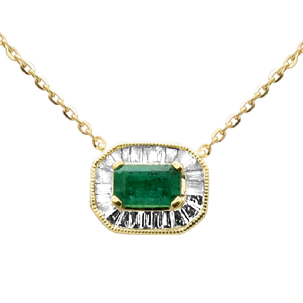 SPECIAL! .43ct G SI 14K Yellow Gold Diamond & Emerald Gemstone Pendant Necklace 16+2" Ext