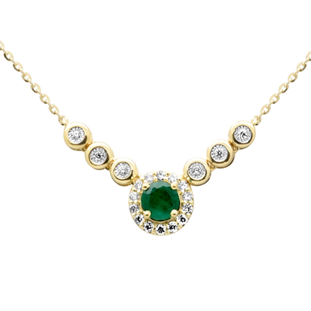 SPECIAL! .37ct G SI 14K Yellow Gold Diamond & Emerald Gemstone Pendant Necklace 16+2" Ext