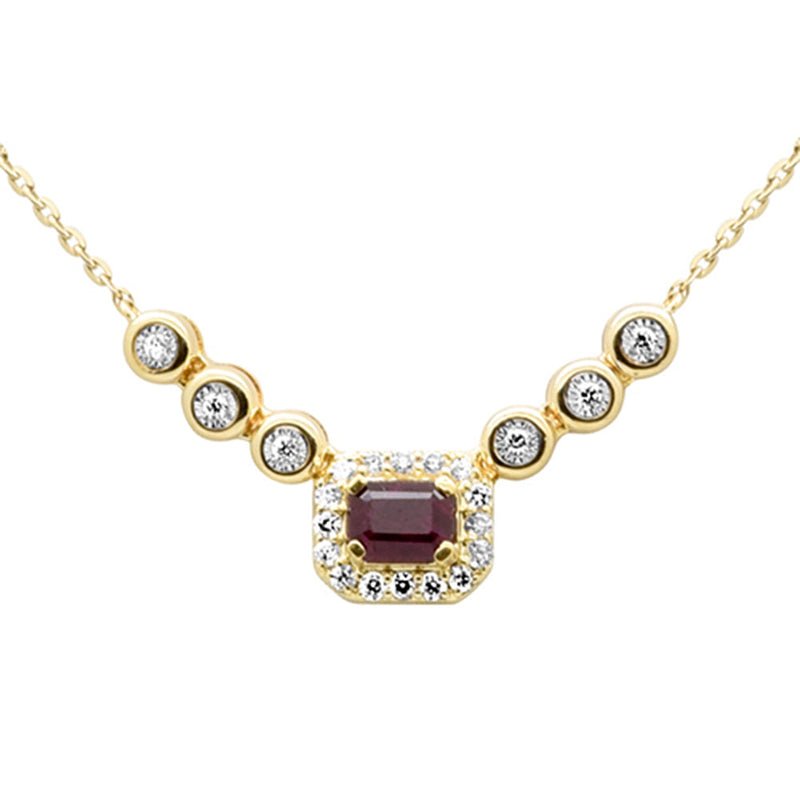 SPECIAL! .40ct G SI 14K Yellow Gold Diamond & Ruby Gemstone Pendant Necklace 16+2" Ext