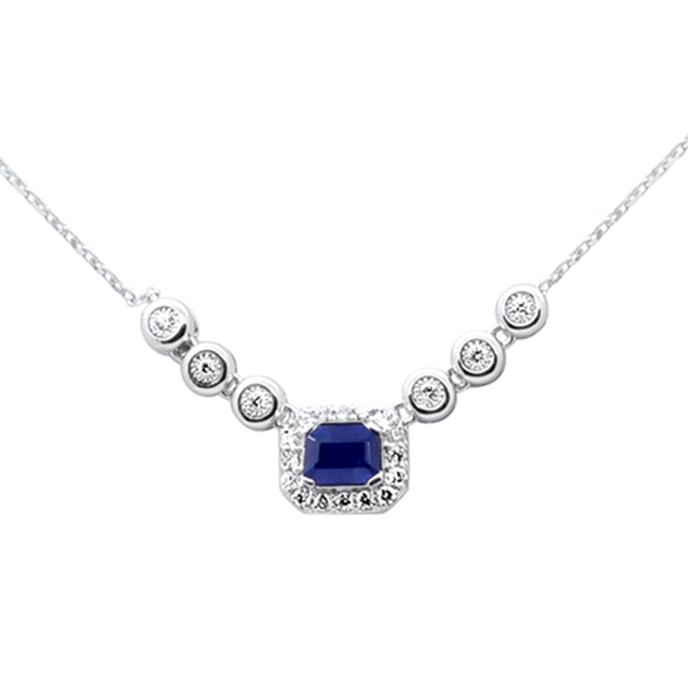 SPECIAL! .35ct G SI 14K White Gold Diamond & Blue Sapphire Gemstones Pendant Necklace 16+2" Ext