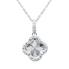 SPECIAL!.24ct G SI 14K White Gold Diamond Clover Pendant Necklace 18" Long Chain