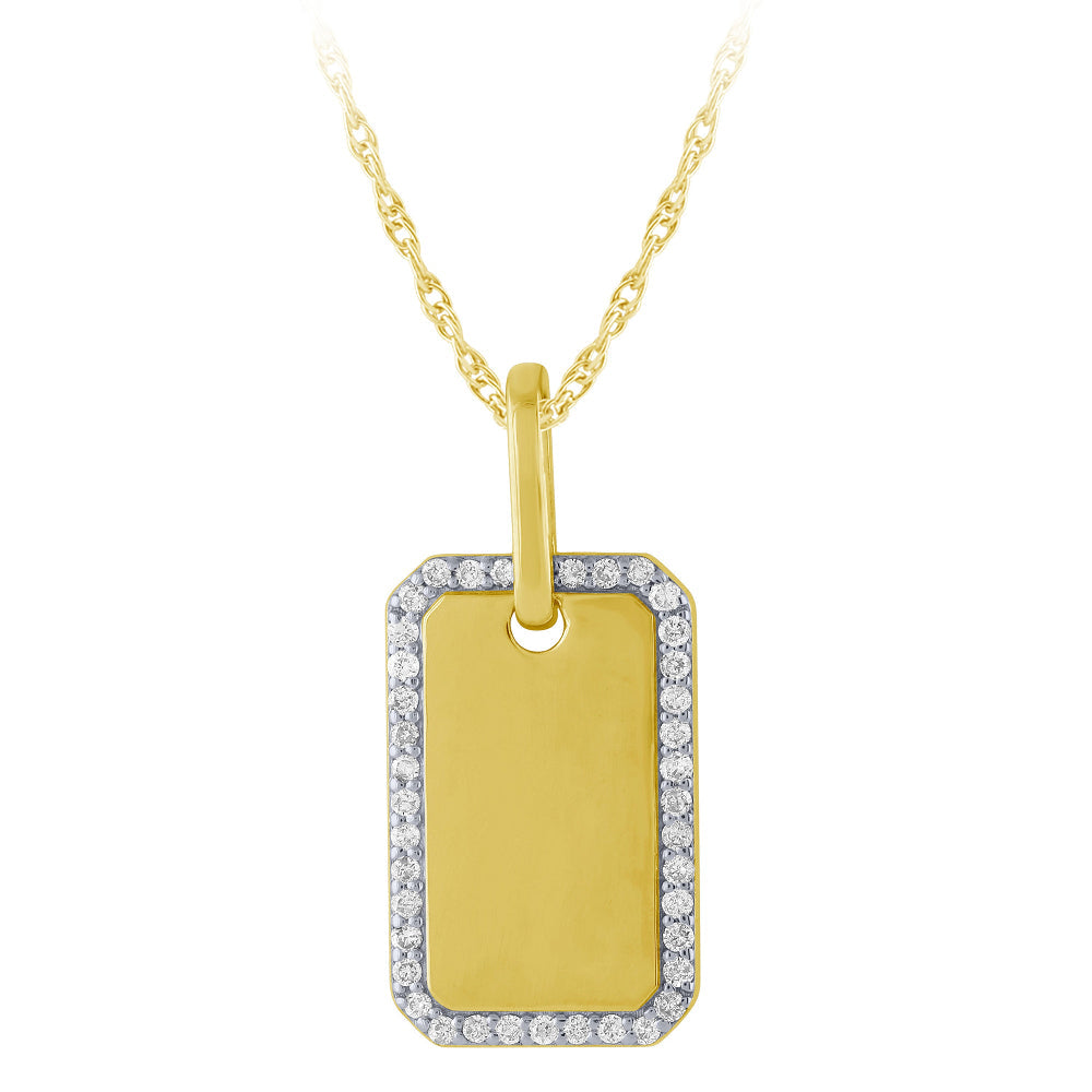SPECIAL! .16ct G SI 14K Yellow Gold Diamond Dome Pendant Necklace 18" Long Chain